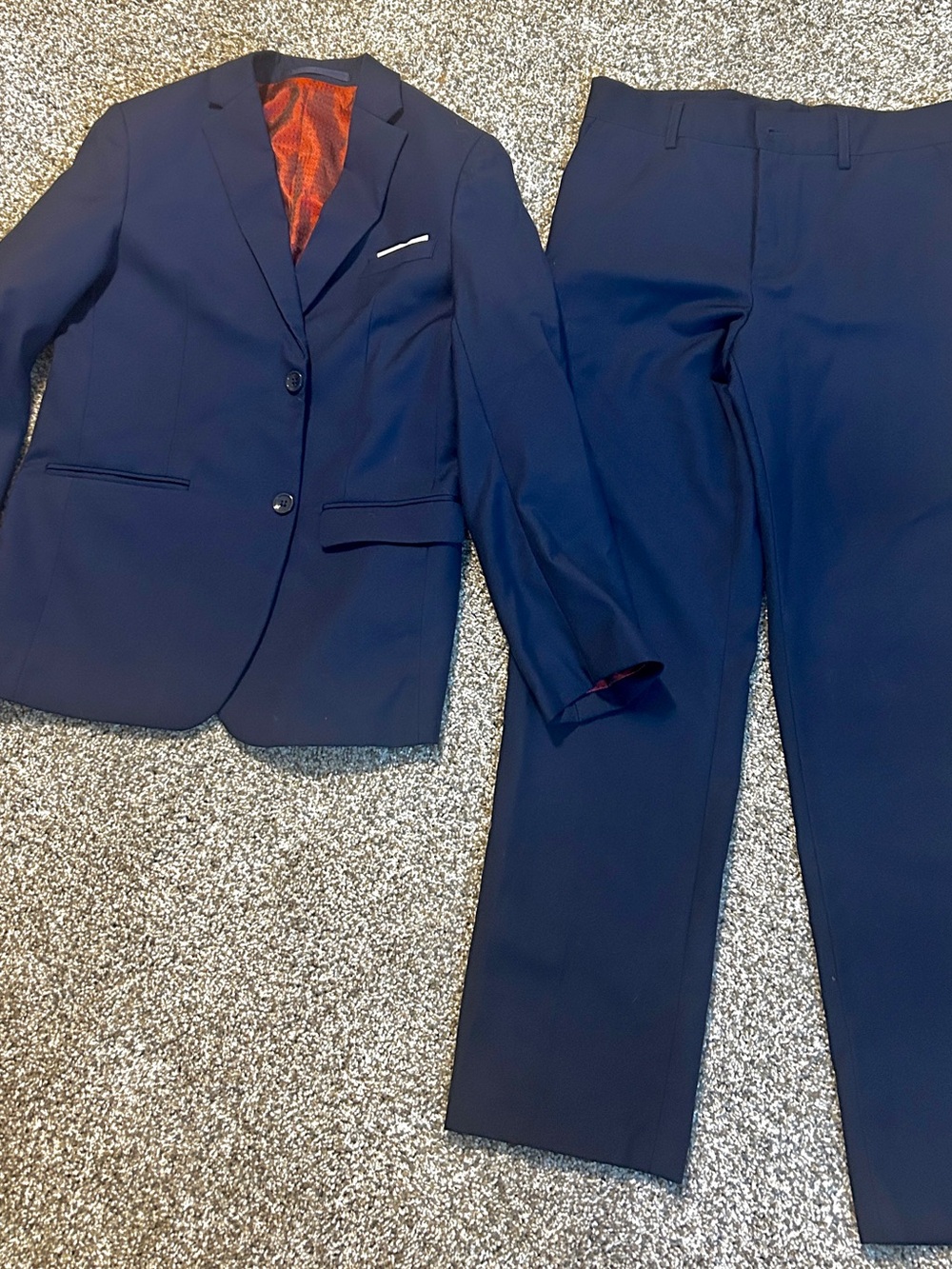 Boys Navy Blue Two-Piece Suit Blazer Jacket & Trousers Pants Size 12